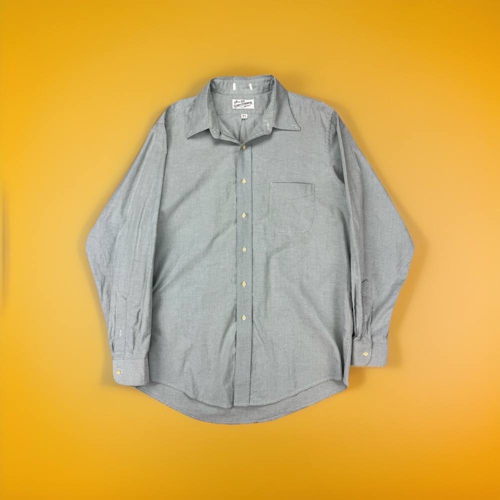 Vintage‎ 1980s Sears Roebuck & Co. Light Gray Button-Down Shirt (16 32/33)